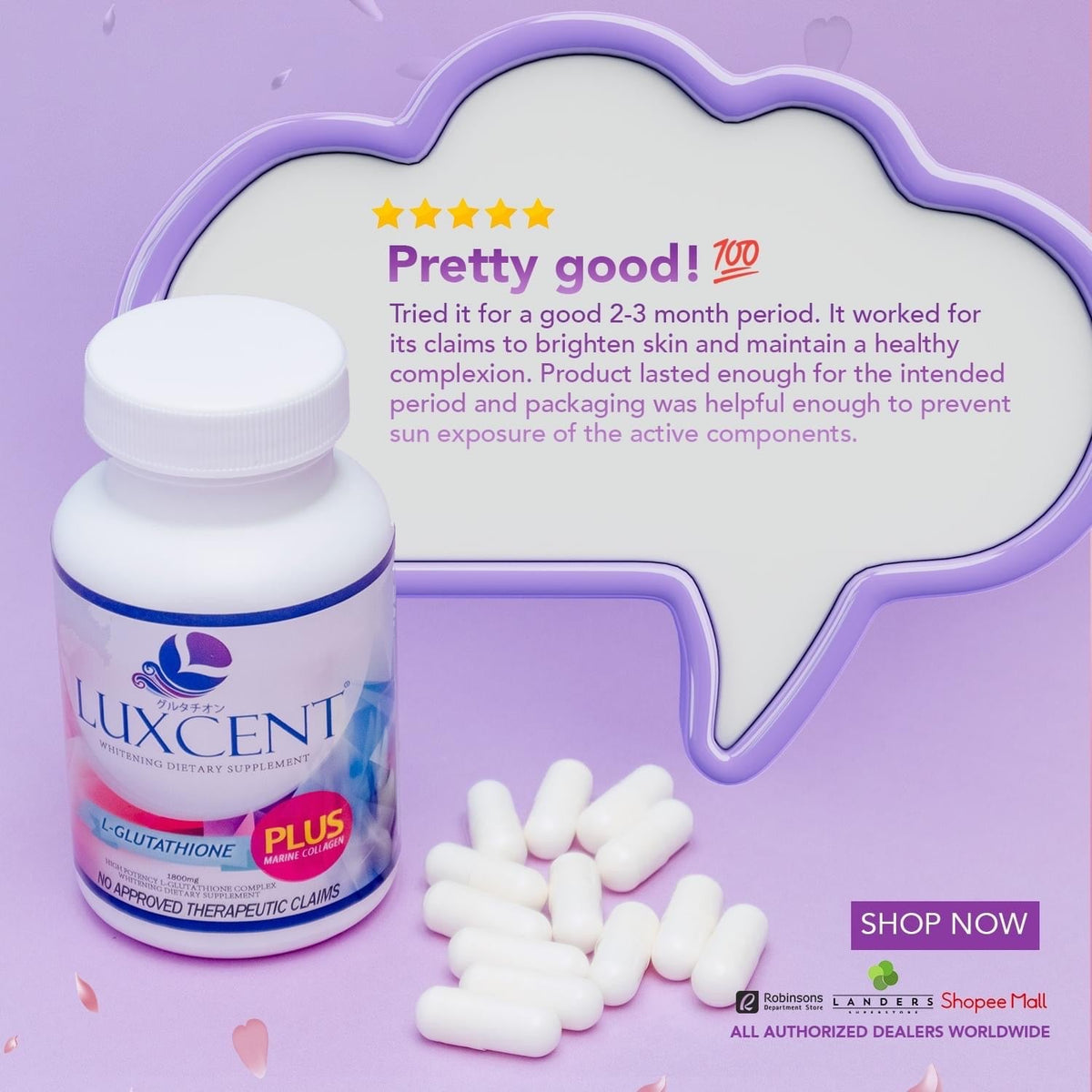 Luxcent Luminous Caps L- Glutathione + Marine collagen 60 capsul