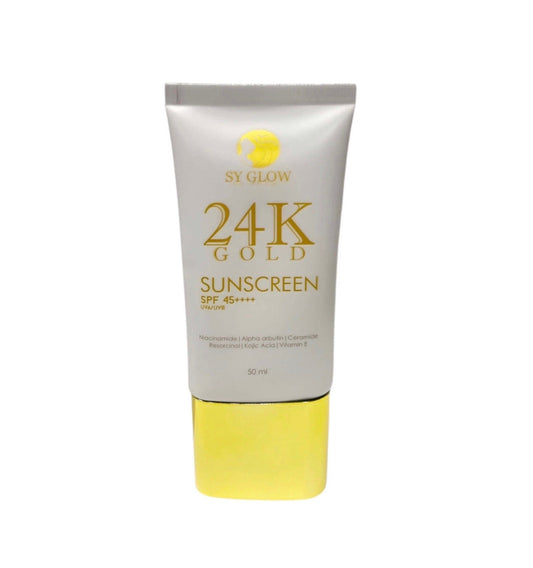 SY GLOW 24K GOLD SUNSCREEN SPF45+ Spectrum Niacinamide Ceramides 50ml