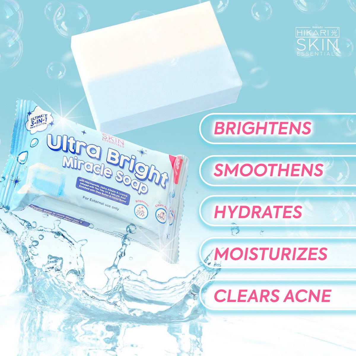HIKARI SKIN ESSENTIALS - 9in1 Miracle Serum & UltraBright Miracle soap 75g - Bundle