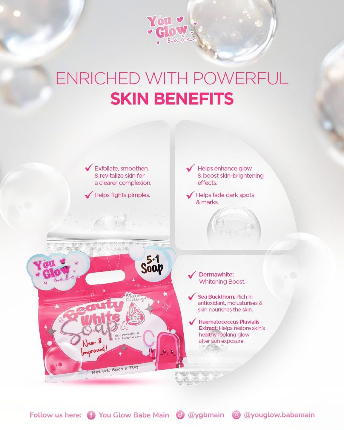 You glow babe -Beauty White soap / Sea Buckhorn with Snail Extract (5x 70g)