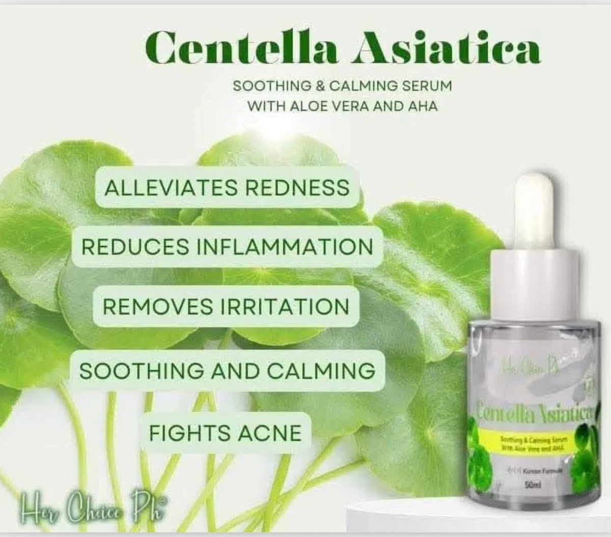 Her Choice PH Centella Asiatica Premium Repair Skincare Set - Facial Foam Wash. Hydrating Toner. Soothing Serum & Moisturizing with Camellia oil. Aloe Vera. Niacinamide & Hyaluronic Acid- korean Formula