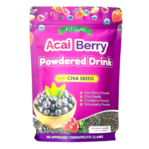Fitgum Açaí Berry Powdered Drink w/ Chia Seeds