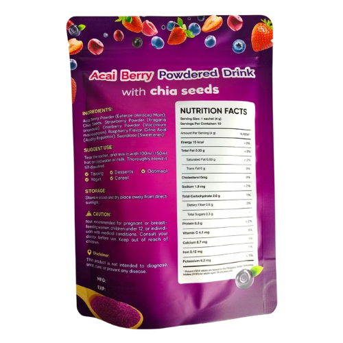 Fitgum Açaí Berry Powdered Drink w/ Chia Seeds