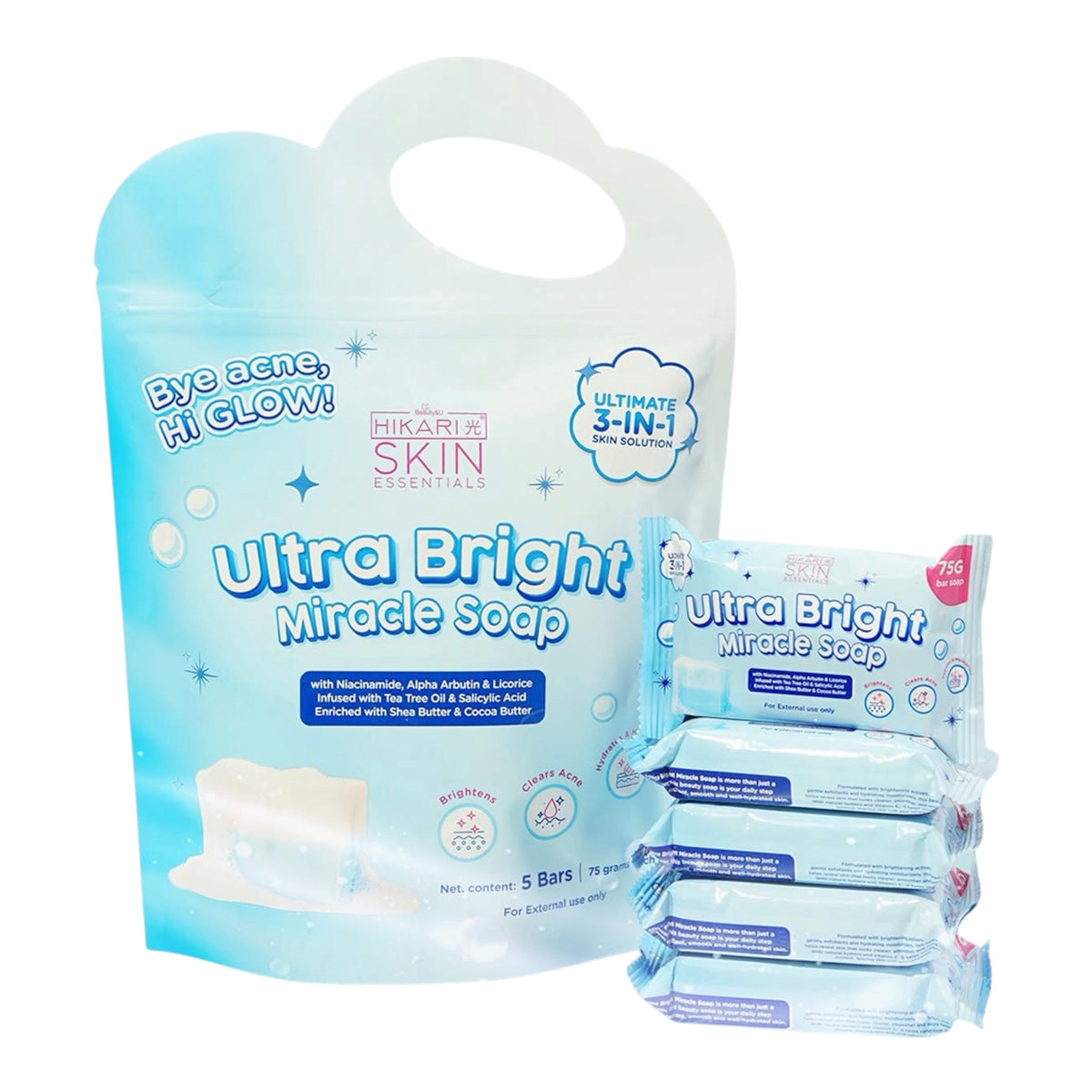 HIKARI SKIN ESSENTIALS Ultra Bright Miracle Soap 5 X75G