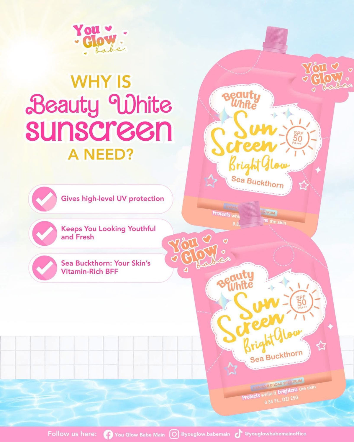 You glow babe - Beauty white sunscreen Bright Glow SPF50 - 25g