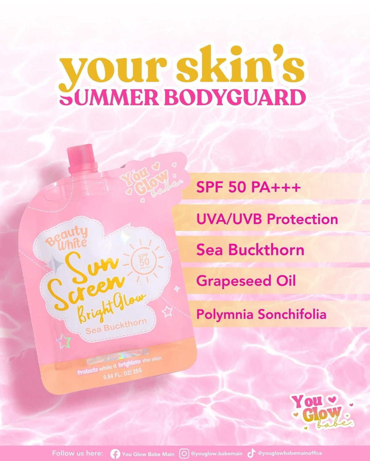 You glow babe - Beauty white sunscreen Bright Glow SPF50 - 25g